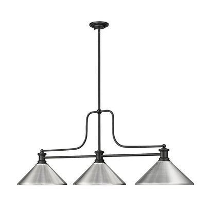 Z-Lite Melange 3 Light Billiard, Steel Frame, Brushed Nickel Shade Color