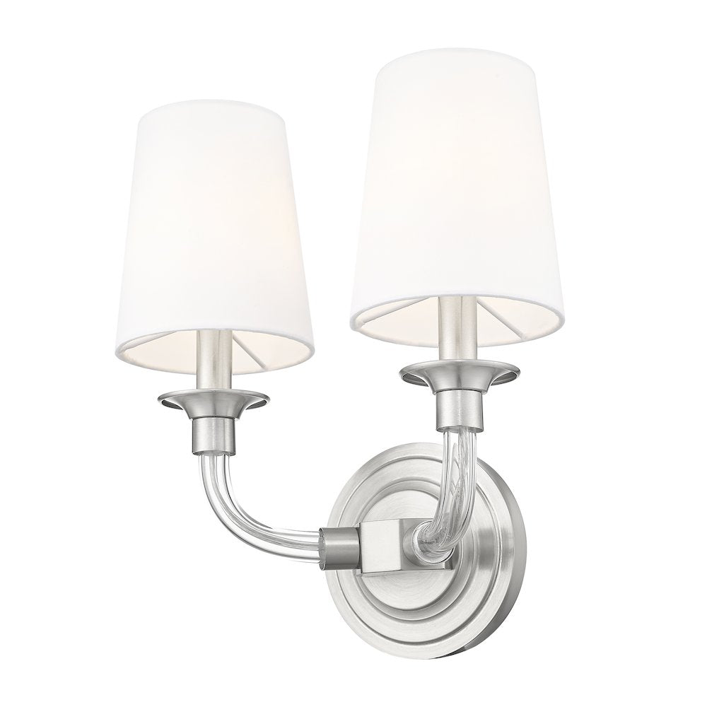 Z-Lite Katerina 2 Light Wall Sconce in Brushed Nickel Frame Finish