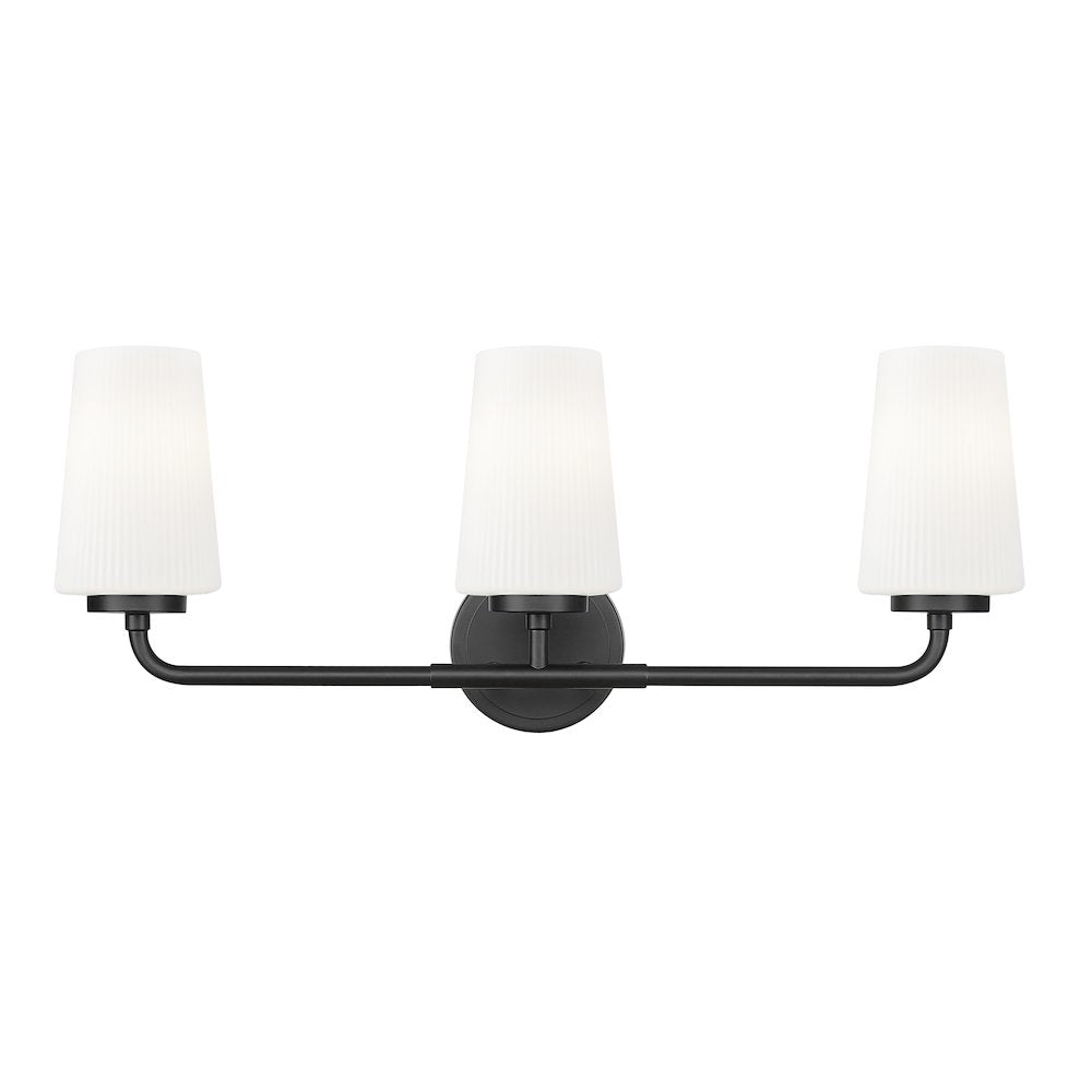 Z-Lite Montford 3 Light Vanity in Matte Black color, Steel frame