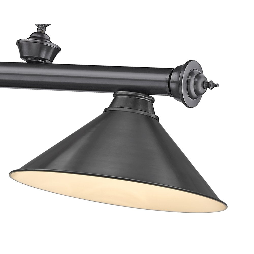Z-Lite Cordon 3 Light Billiard, Steel Frame, Bronze Plate Shade Color