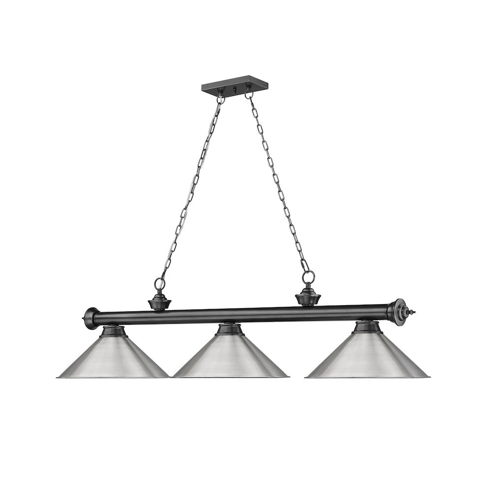 Z-Lite Cordon 3 Light Billiard, Steel Frame, Brushed Nickel Shade Color