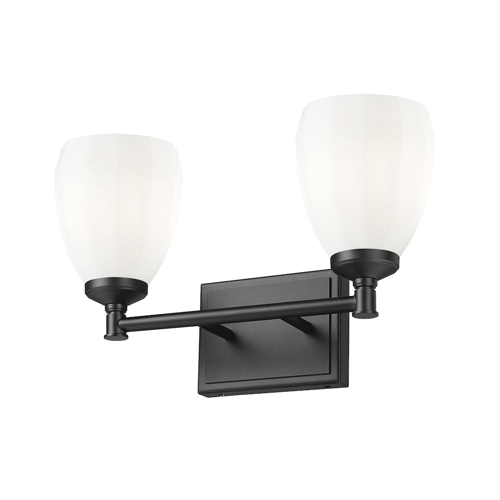 Z-Lite Oren 2 Light Vanity in Matte Black color, Steel frame