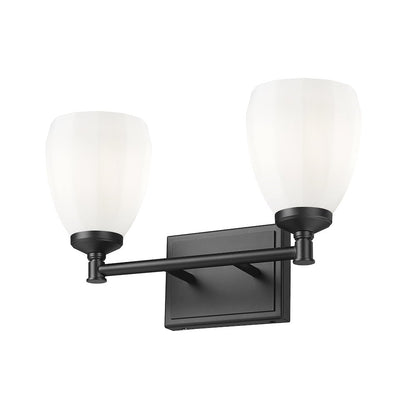 Z-Lite Oren 2 Light Vanity in Matte Black color, Steel frame