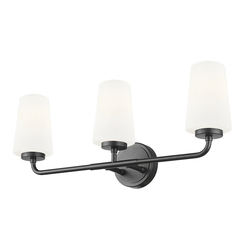 Z-Lite Montford 3 Light Vanity in Matte Black color, Steel frame