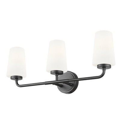 Z-Lite Montford 3 Light Vanity in Matte Black color, Steel frame