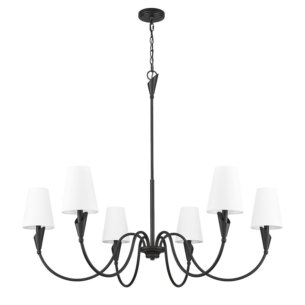 Z-Lite Claudelle 6 Light Chandelier in Matte Black color, Steel frame