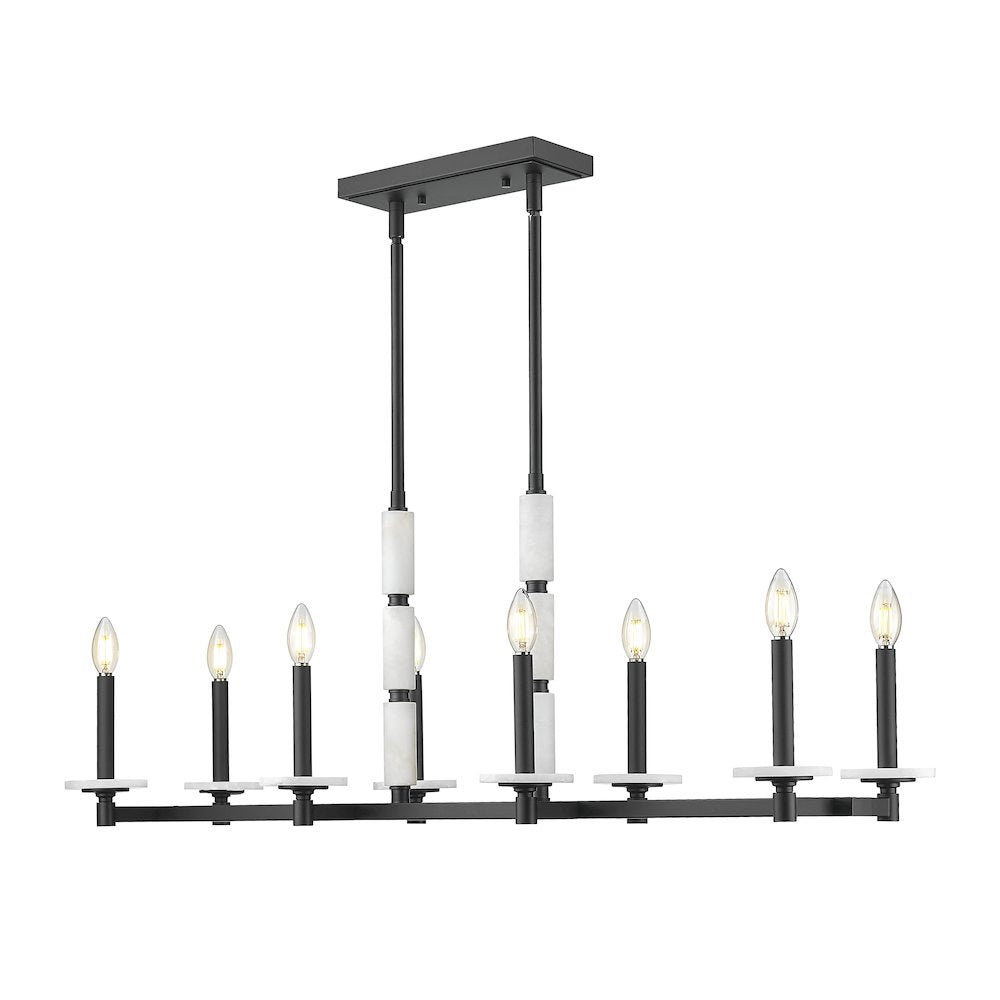 Z-Lite Kaden 8 Light Linear Chandelier in Matte Black color, Steel frame