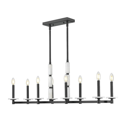 Z-Lite Kaden 8 Light Linear Chandelier in Matte Black color, Steel frame