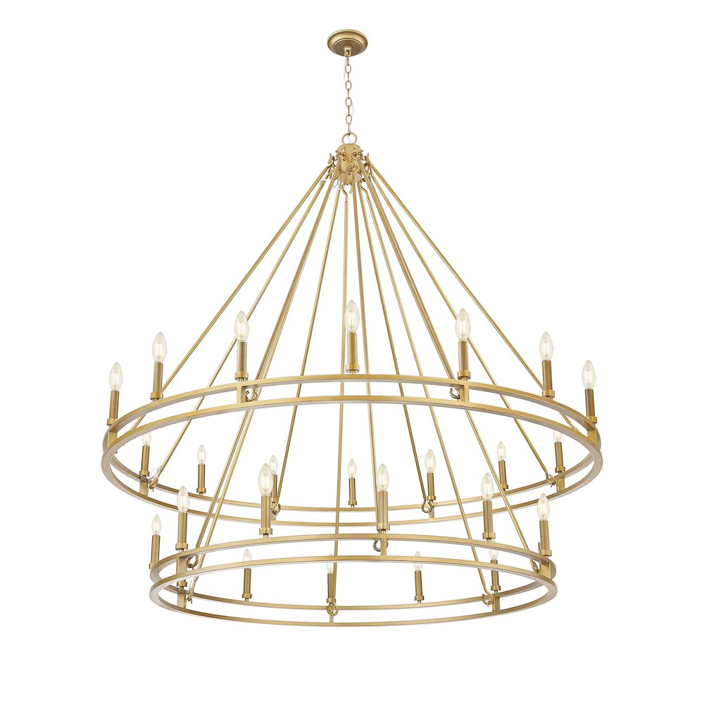 Z-Lite Dennison 28 Light Chandelier in Signature Brass color, Steel frame