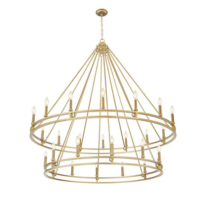 Z-Lite Dennison 28 Light Chandelier in Signature Brass color, Steel frame