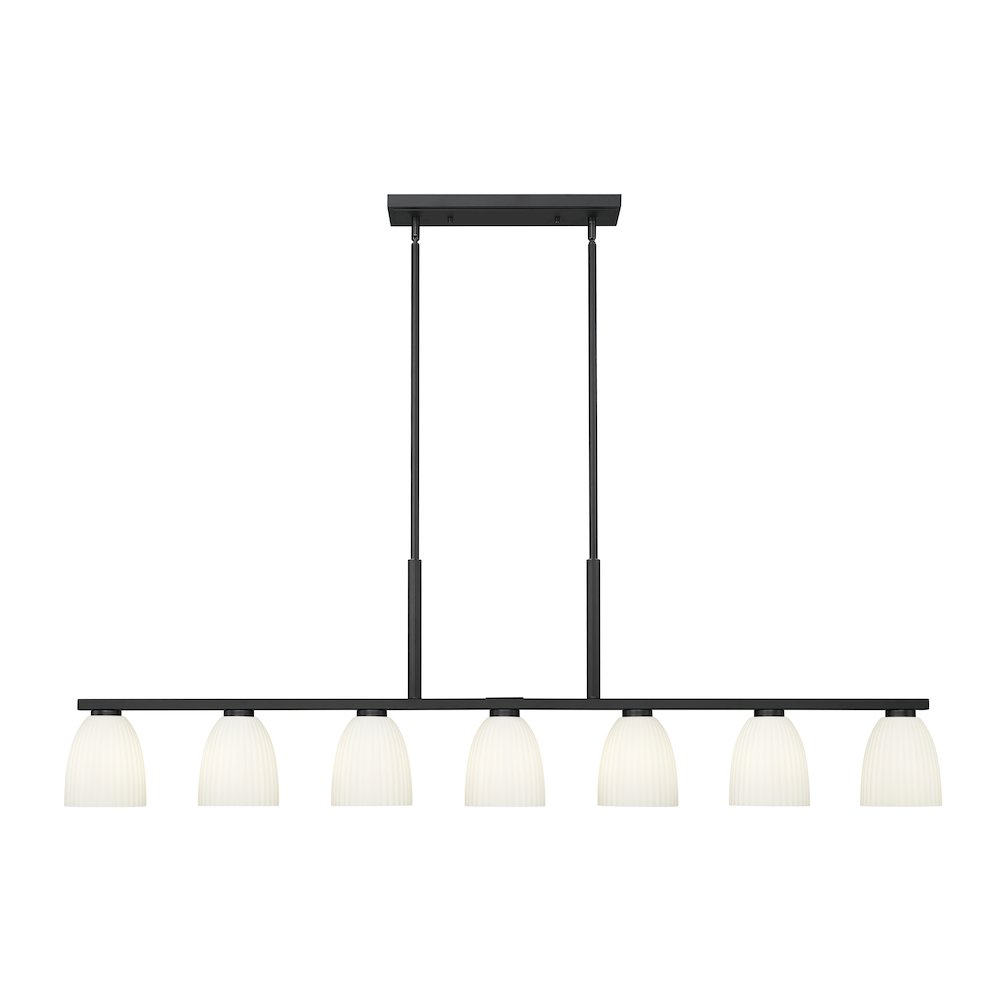 Z-Lite Naya 7 Light Linear Chandelier in Matte Black color, Steel frame