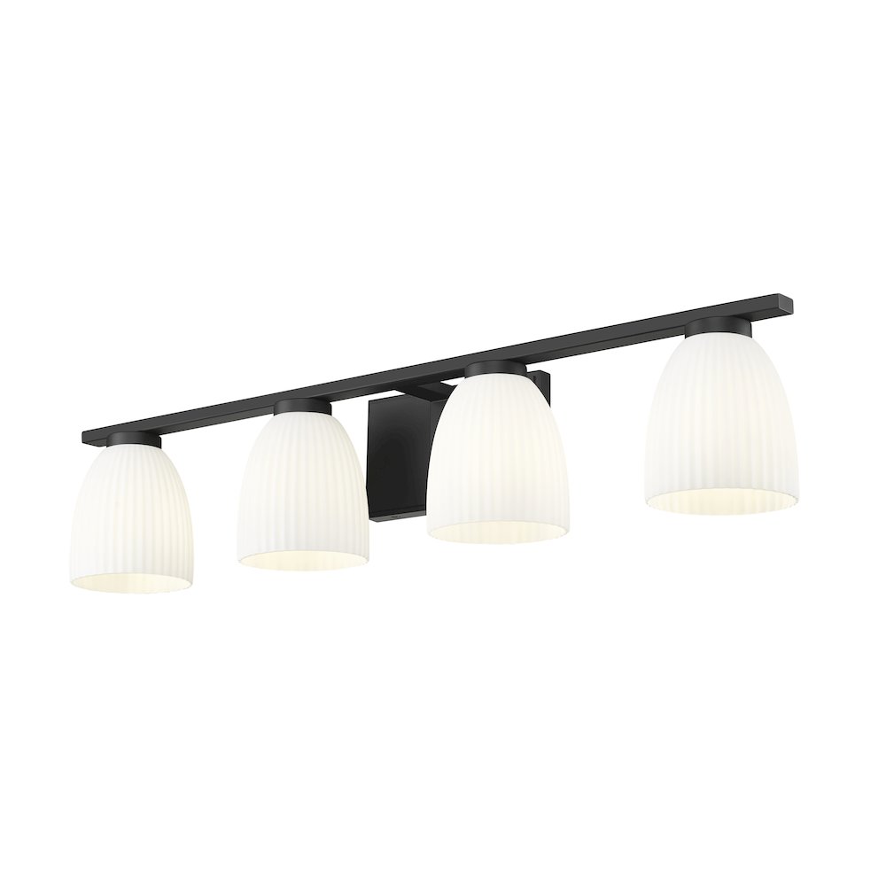 Z-Lite Naya 4 Light Vanity in Matte Black color, Steel frame