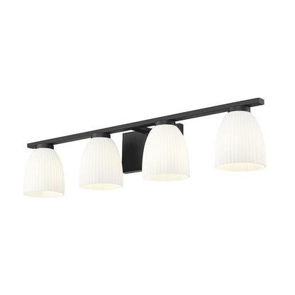 Z-Lite Naya 4 Light Vanity in Matte Black color, Steel frame