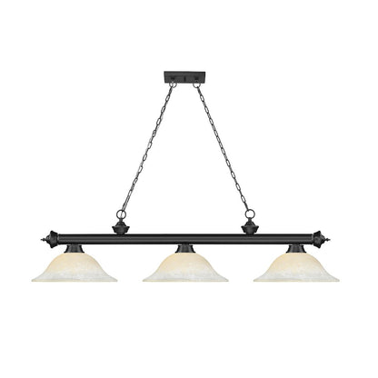Z-Lite Cordon 3 Light Billiard, Steel Frame, White Mottle Shade Color