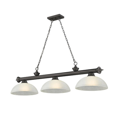Z-Lite Cordon 3 Light Billiard, Steel Frame, White Linen Shade Color