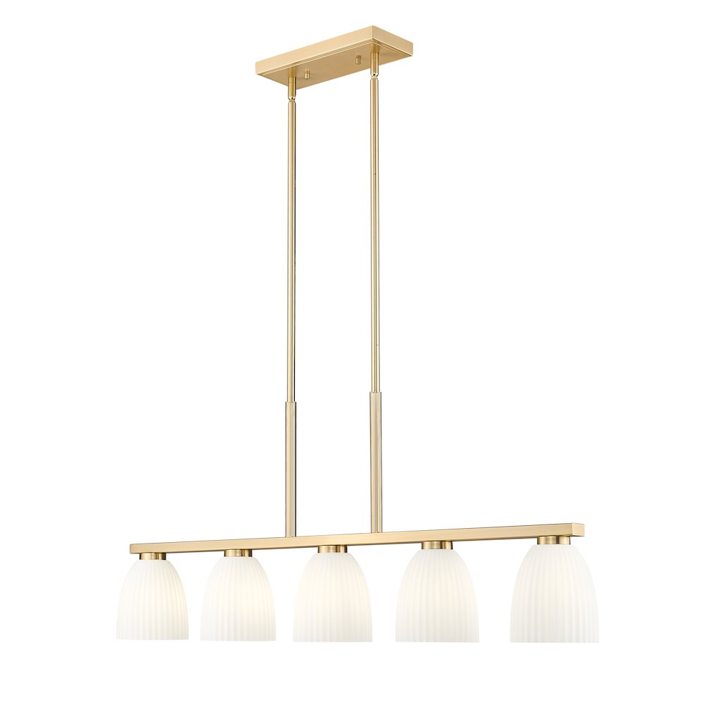 Z-Lite Naya 5 Light Linear Chandelier in Modern Gold color, Steel frame