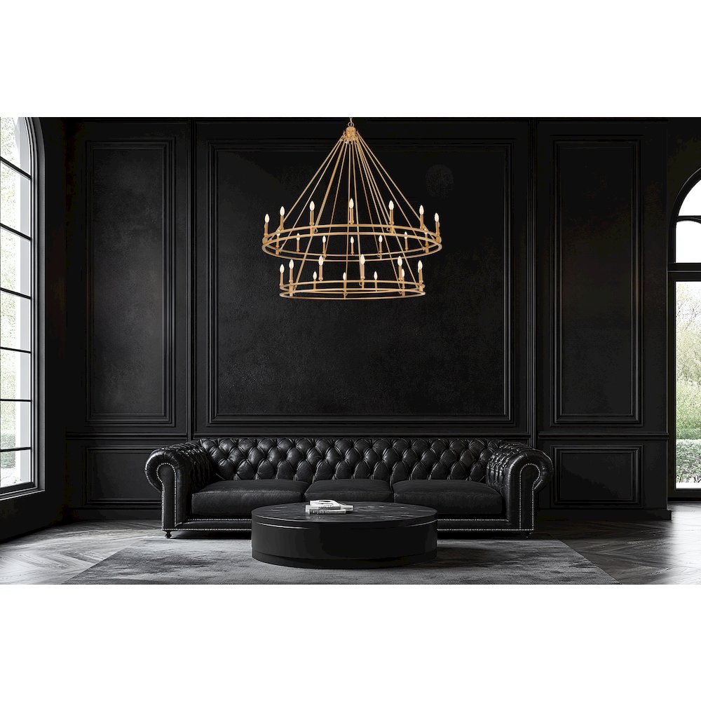 Z-Lite Dennison 28 Light Chandelier in Signature Brass color, Steel frame