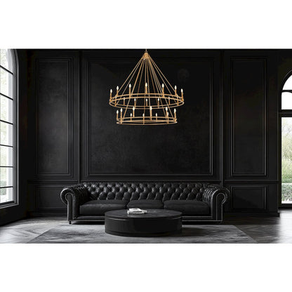 Z-Lite Dennison 28 Light Chandelier in Signature Brass color, Steel frame