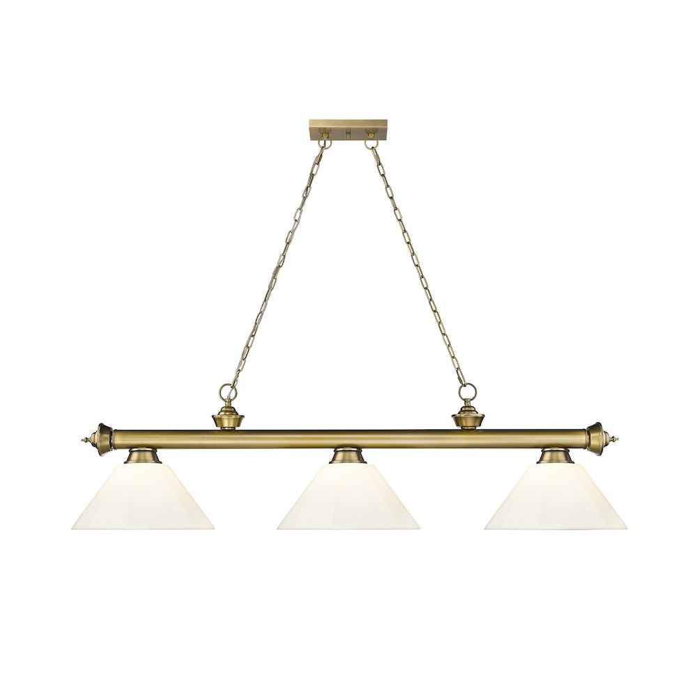 Z-Lite Cordon 3 Light Billiard, Steel Frame, White Shade Color