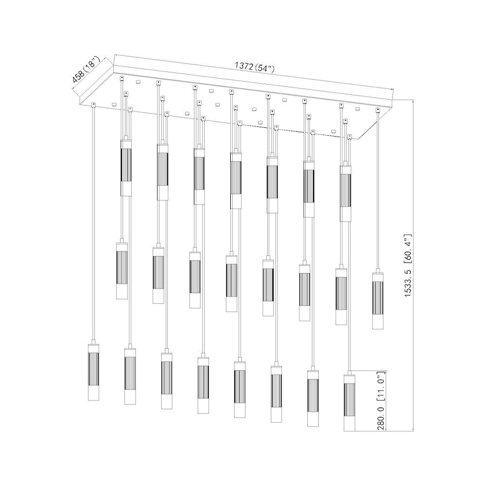 Z-Lite Stari 23 Light Linear Chandelier in Matte Black color, Steel frame