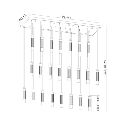 Z-Lite Stari 23 Light Linear Chandelier in Matte Black color, Steel frame