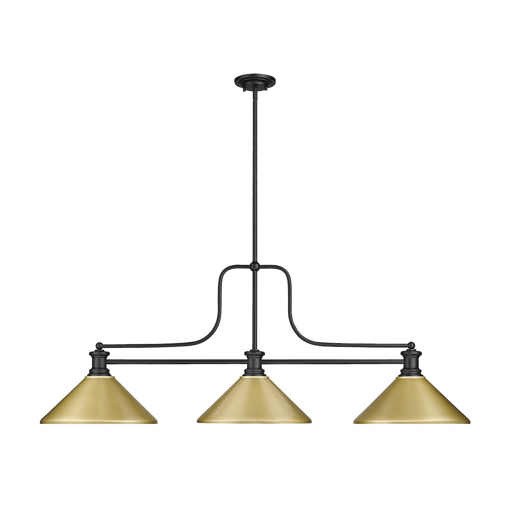 Z-Lite Melange 3 Light Billiard, Steel Frame, Satin Gold Shade Color