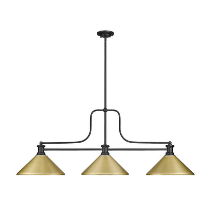 Z-Lite Melange 3 Light Billiard, Steel Frame, Satin Gold Shade Color