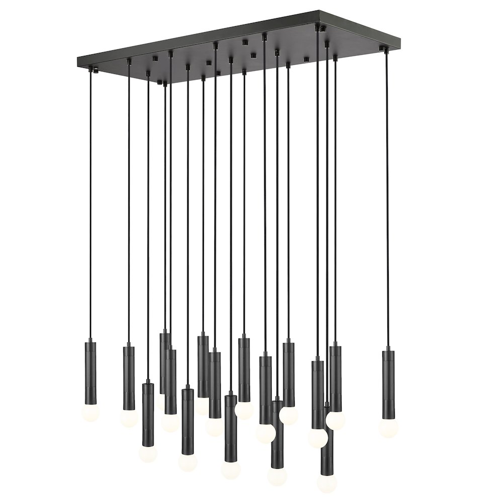 Z-Lite Stari 17 Light Linear Chandelier in Matte Black color, Steel frame