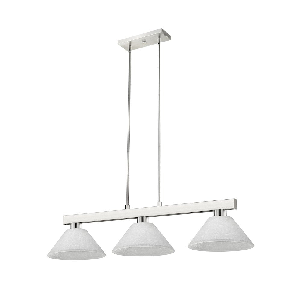 Z-Lite Cobalt 3 Light Billiard, Steel Frame, White Linen Shade Color