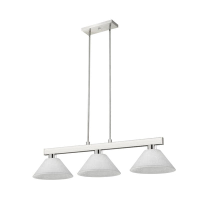 Z-Lite Cobalt 3 Light Billiard, Steel Frame, White Linen Shade Color