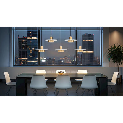 Z-Lite 5 Light Linear Chandelier, Matte White + Modern Gold