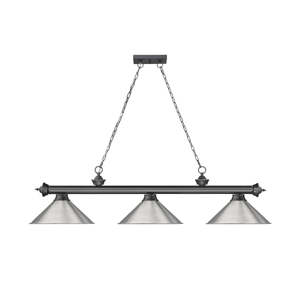 Z-Lite Cordon 3 Light Billiard, Steel Frame, Brushed Nickel Shade Color