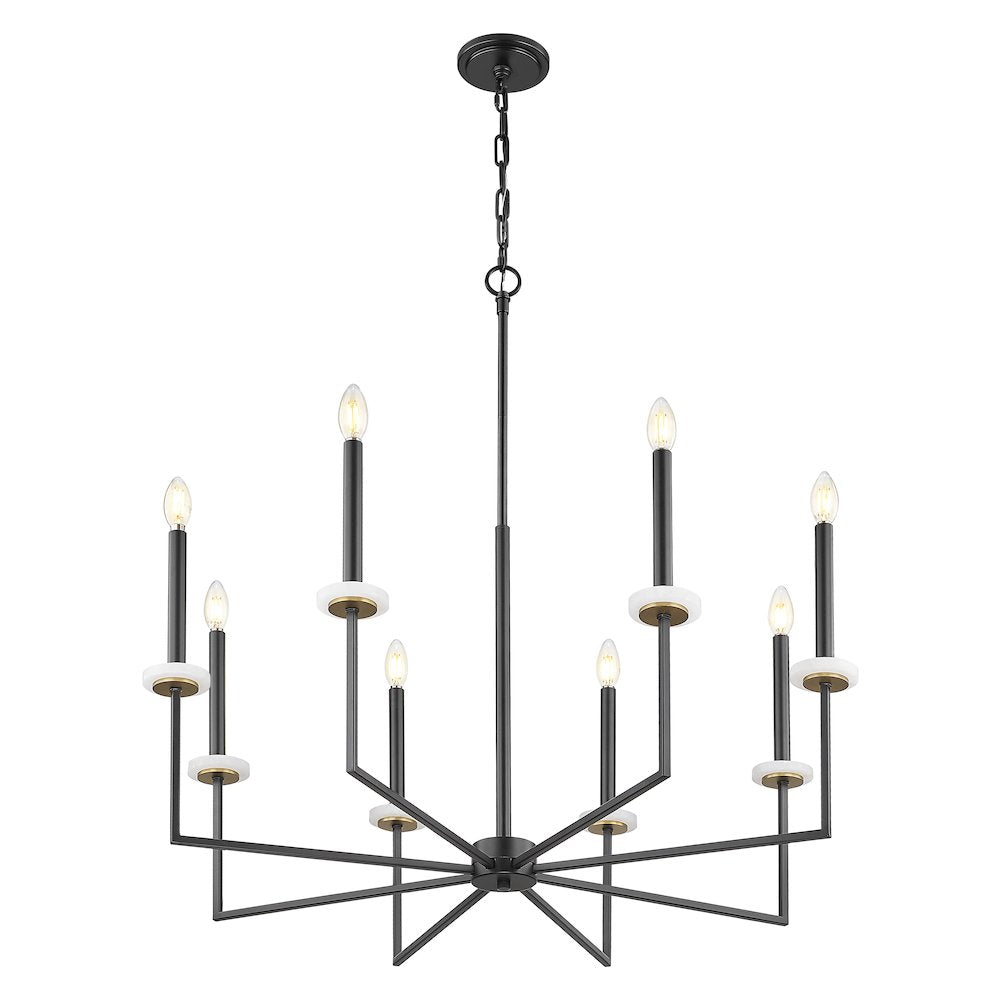 Z-Lite 8 Light Chandelier, Matte Black+Mordern Gold