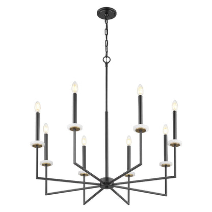 Z-Lite 8 Light Chandelier, Matte Black+Mordern Gold