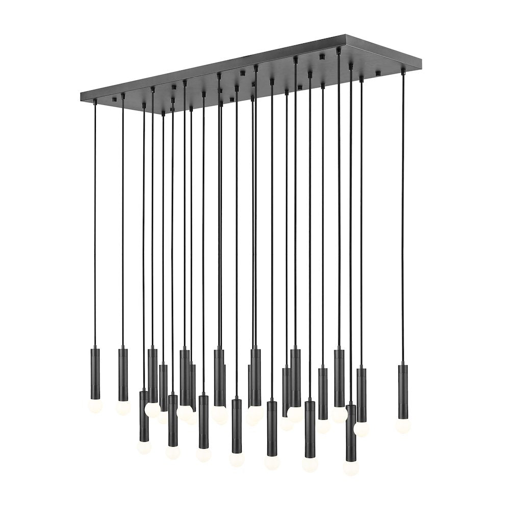 Z-Lite Stari 23 Light Linear Chandelier in Matte Black color, Steel frame