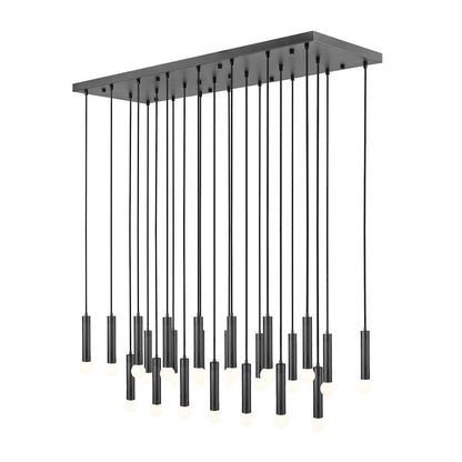 Z-Lite Stari 23 Light Linear Chandelier in Matte Black color, Steel frame