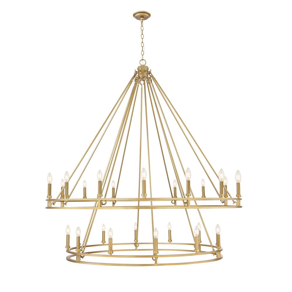 Z-Lite Dennison 28 Light Chandelier in Signature Brass color, Steel frame