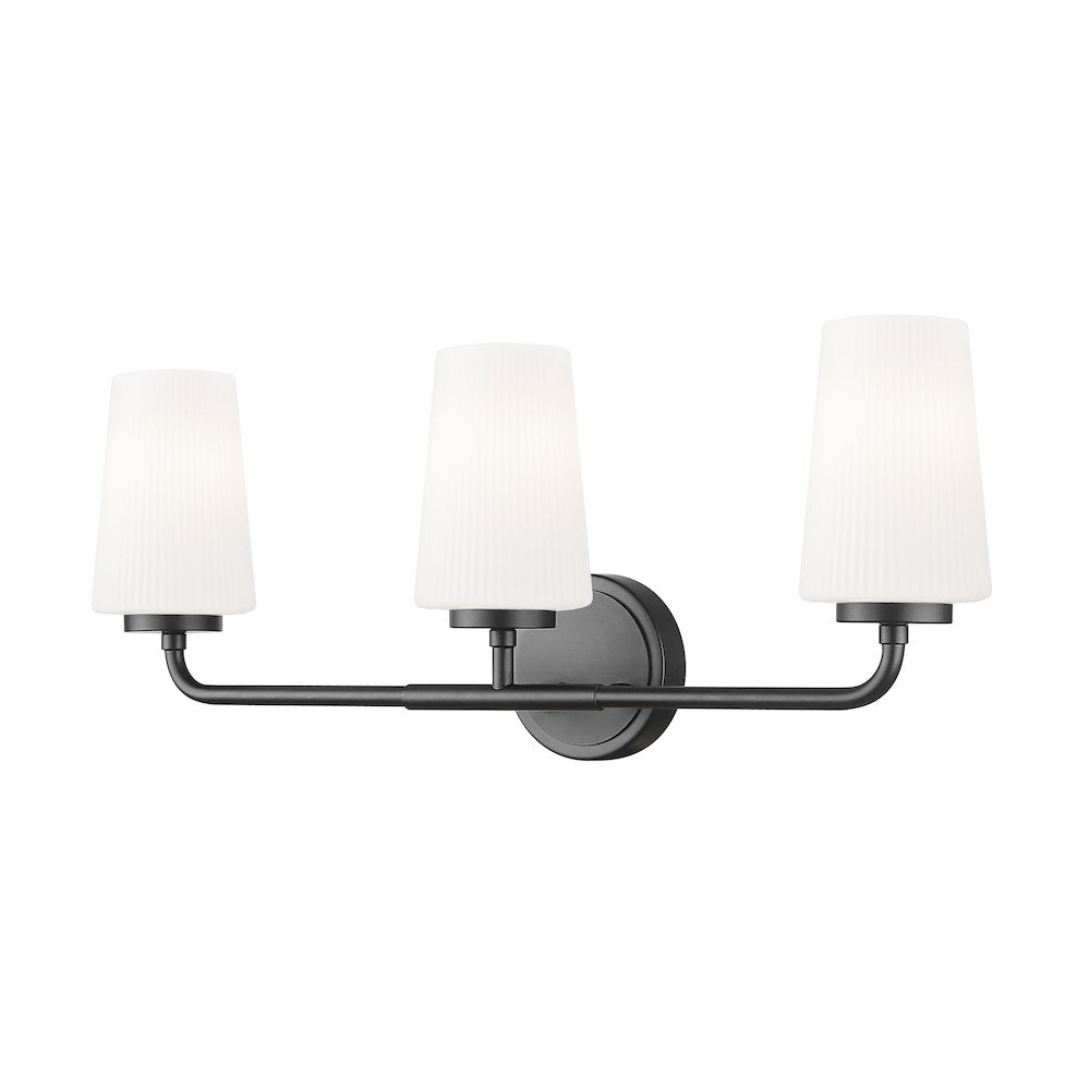 Z-Lite Montford 3 Light Vanity in Matte Black color, Steel frame