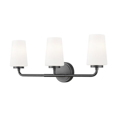 Z-Lite Montford 3 Light Vanity in Matte Black color, Steel frame