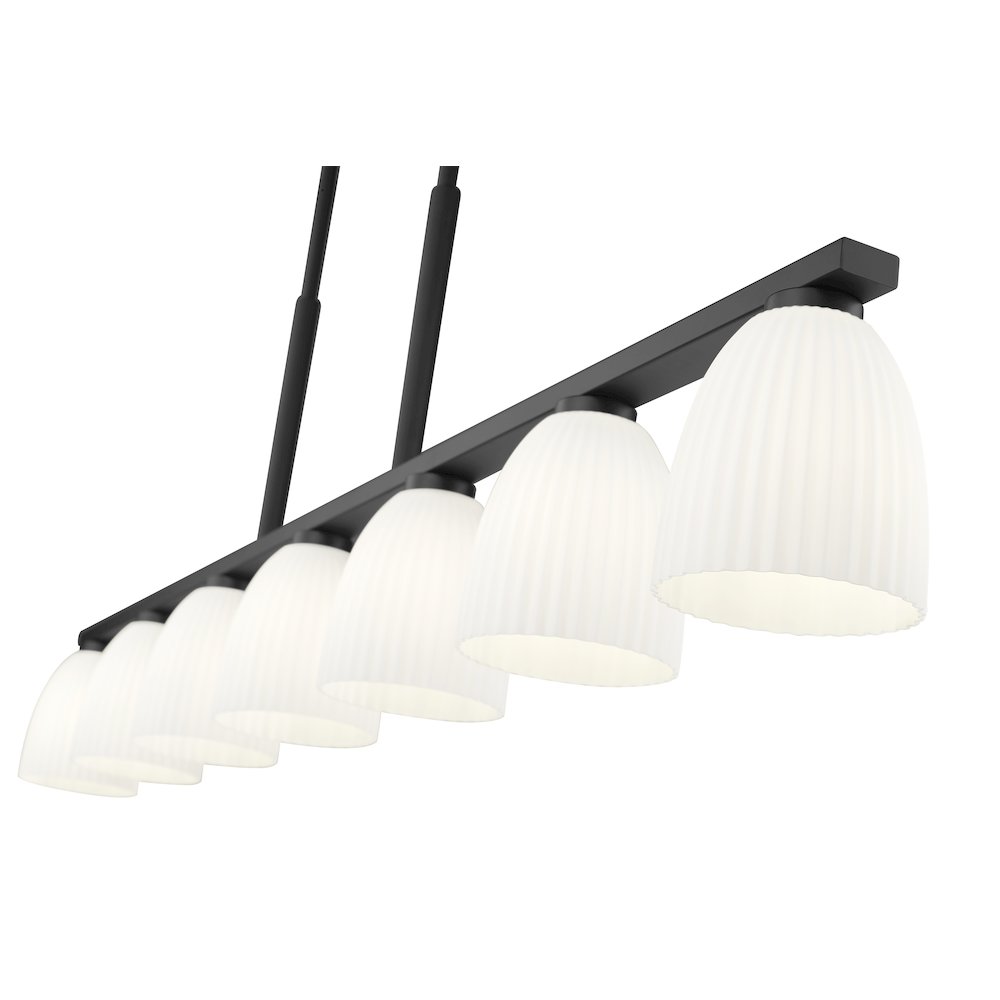 Z-Lite Naya 7 Light Linear Chandelier in Matte Black color, Steel frame