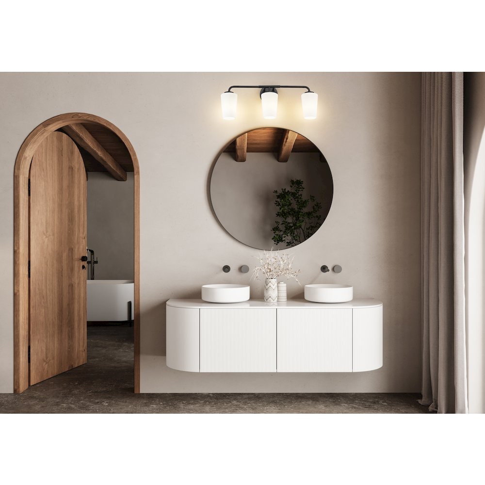 Z-Lite Montford 3 Light Vanity in Matte Black color, Steel frame