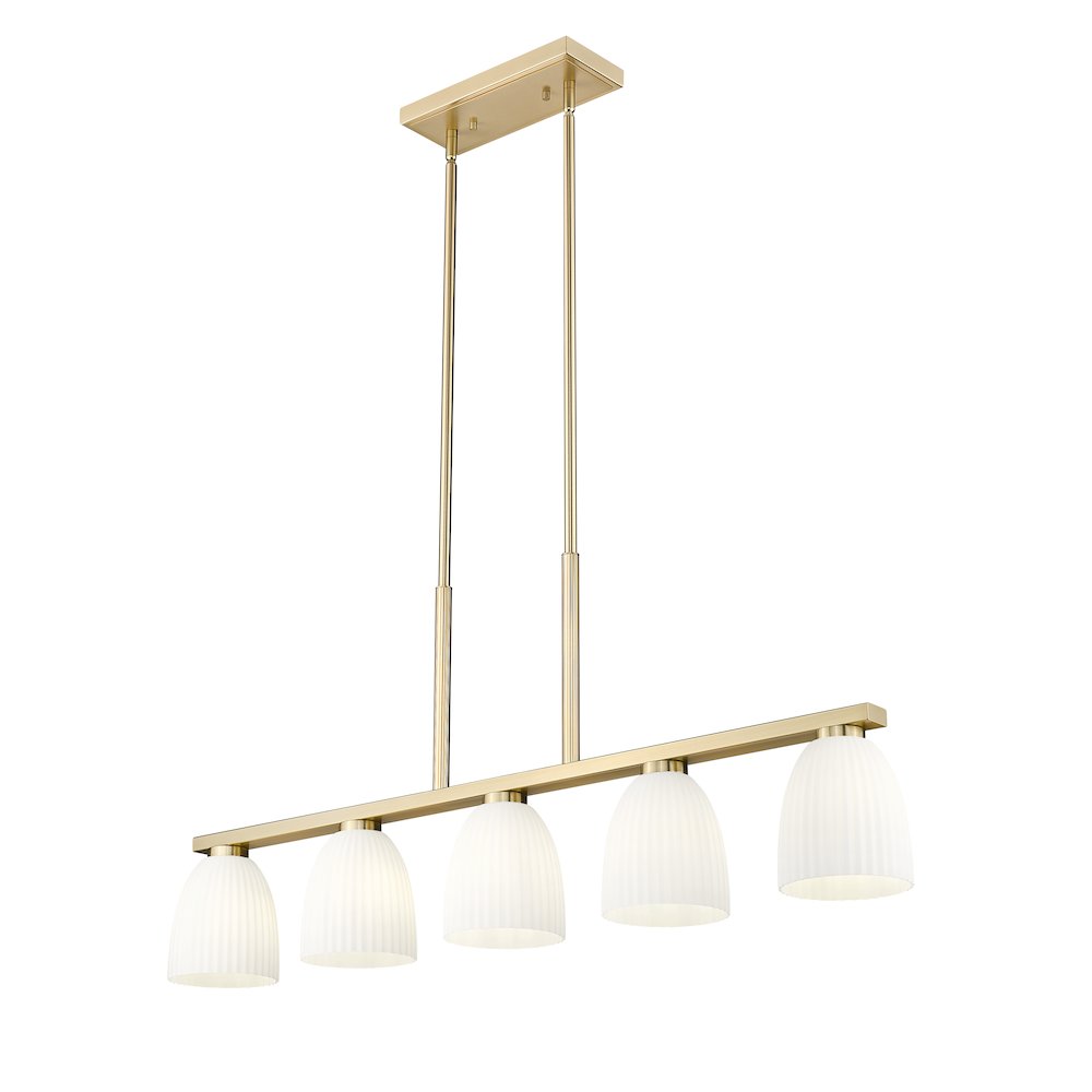 Z-Lite Naya 5 Light Linear Chandelier in Modern Gold color, Steel frame