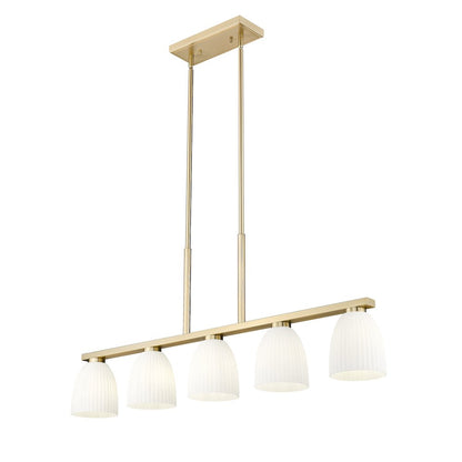 Z-Lite Naya 5 Light Linear Chandelier in Modern Gold color, Steel frame