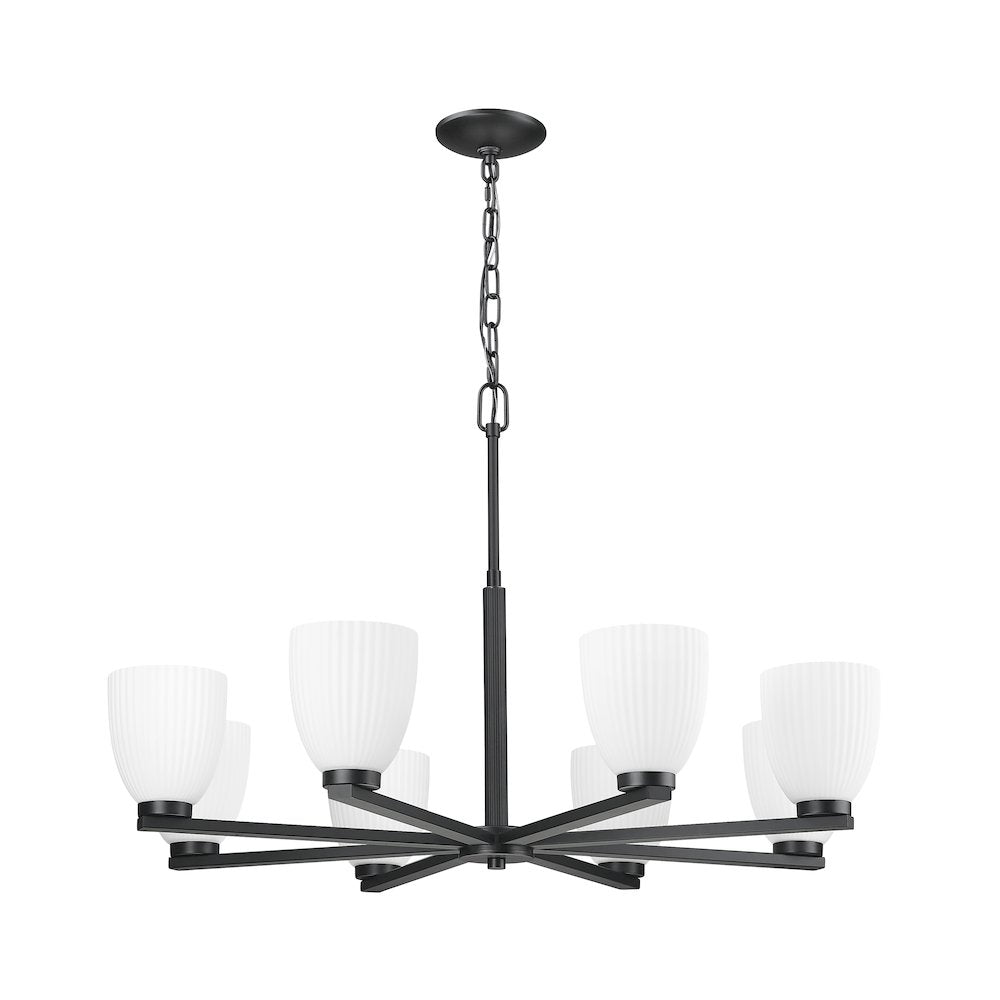 Z-Lite Naya 8 Light Chandelier in Matte Black color, Steel frame