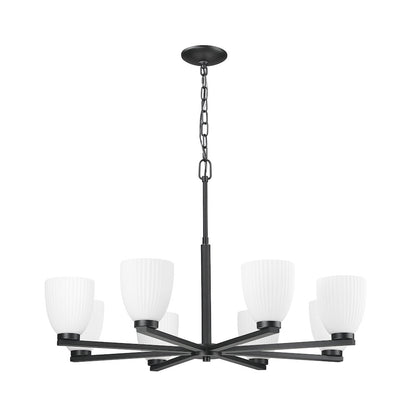 Z-Lite Naya 8 Light Chandelier in Matte Black color, Steel frame