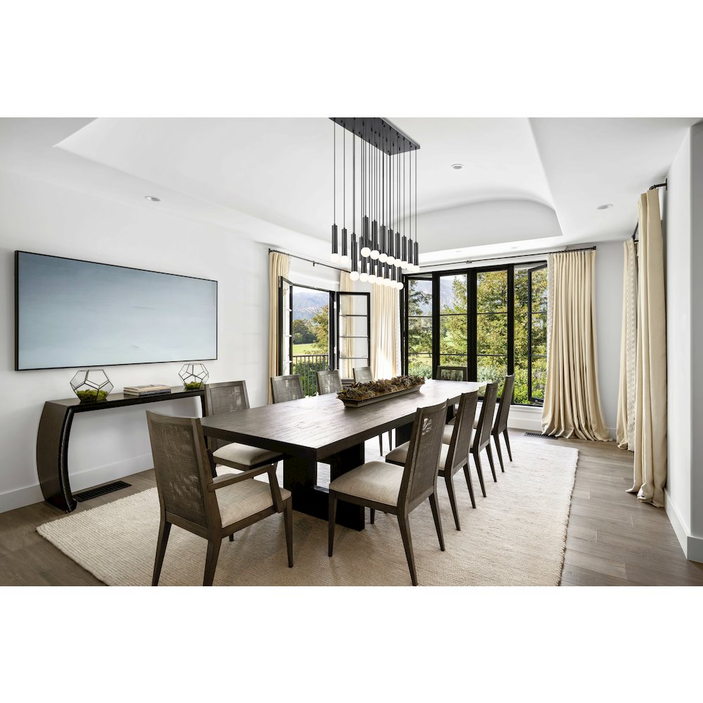 Z-Lite Stari 23 Light Linear Chandelier in Matte Black color, Steel frame