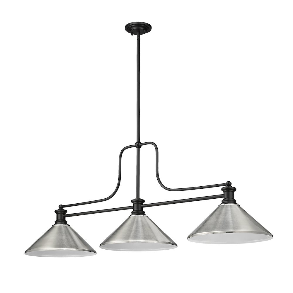Z-Lite Melange 3 Light Billiard, Steel Frame, Brushed Nickel Shade Color