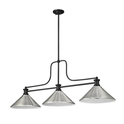 Z-Lite Melange 3 Light Billiard, Steel Frame, Brushed Nickel Shade Color