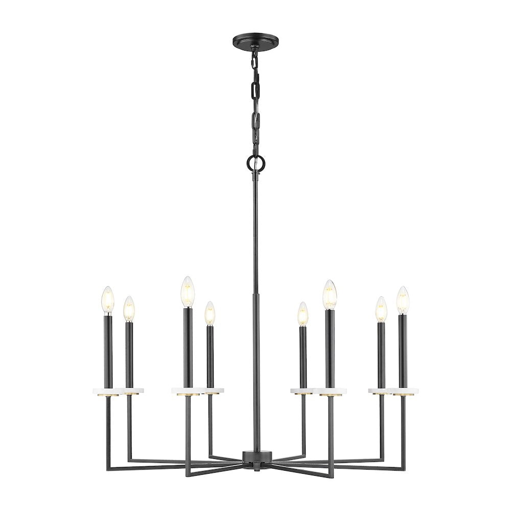 Z-Lite 8 Light Chandelier, Matte Black+Mordern Gold