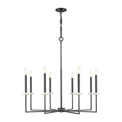 Z-Lite 8 Light Chandelier, Matte Black+Mordern Gold
